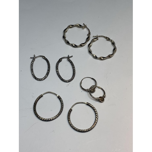 595 - FOUR PAIRS OF SILVER EARRINGS