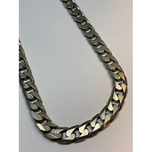 598 - A HEAVY SILVER FLAT LINK NECKLACE