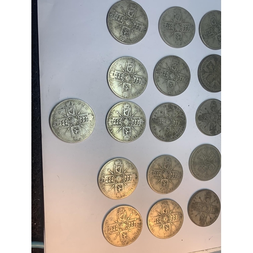 607 - TWENTY SIX SILVER COINS TO INCLUDE CROWNS AND FLORINS