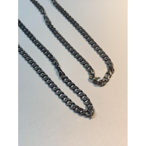 610 - TWO SILVER FLAT LINK NECKLACES LENGTH 20