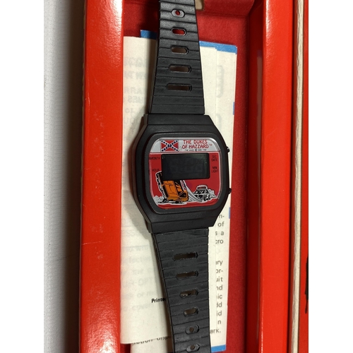 376 - A RETRO BOXED THE DUKES OF HAZZARD LCD QUARTZ WATCH