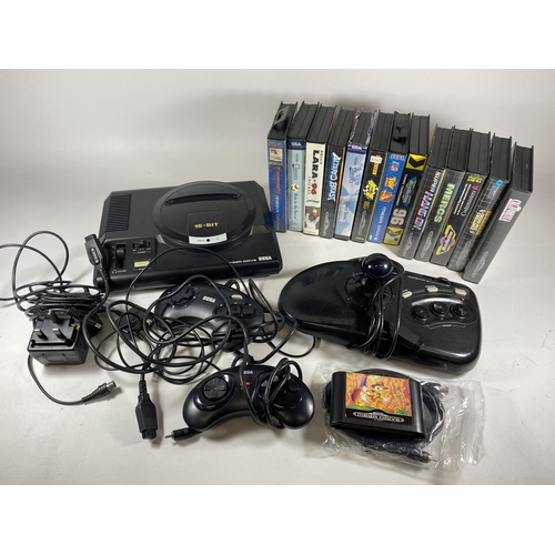 412 - A RETRO SEGA MEGADRIVE GAMES CONSOLE, ACCESSORIES & GAMES