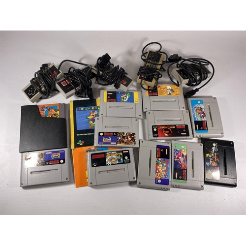 431 - A GROUP OF RETRO SUPER NINTENDO GAMES, SUPER MARIO WORLD, CONTROLLERS ETC