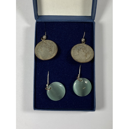 641 - TWO PAIRS OF SILVER EARRINGS IN BOX