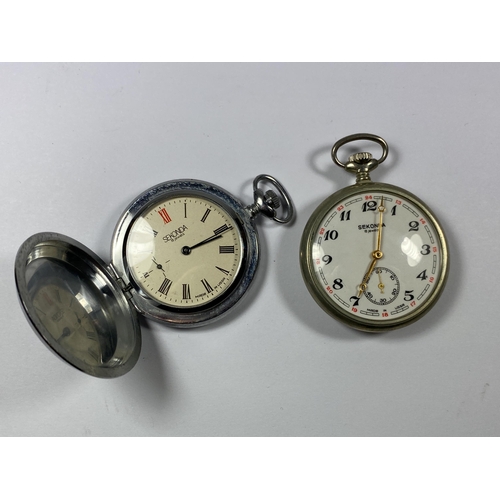 643 - TWO SEKONDA POCKET WATCHES