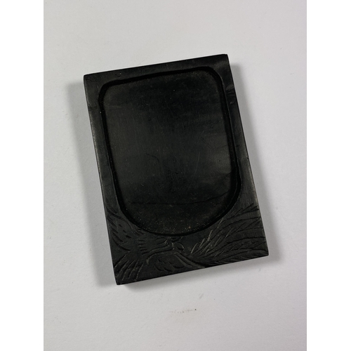 651 - A VINTAGE BLACK STONE STAMP TRAY