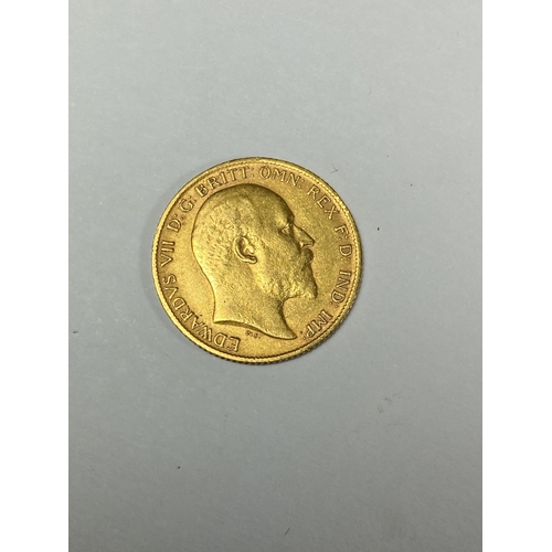 502 - AN EDWARD VII 1905 GOLD HALF SOVEREIGN