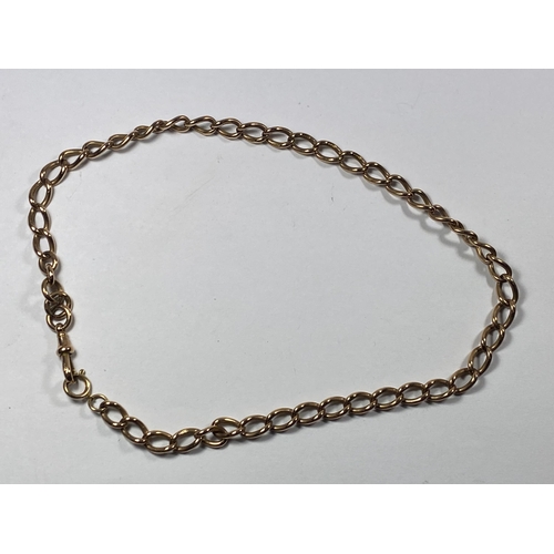 513 - A 9CT YELLOW GOLD ALBERT CHAIN IN BOX, TOTAL WEIGHT 39.5G