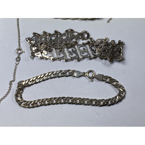 668 - FOUR VARIOUS SILVER BRACELETS