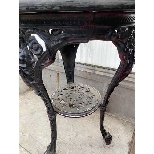 2513 - A CAST METAL BRITANNIA PUB TABLE, 24