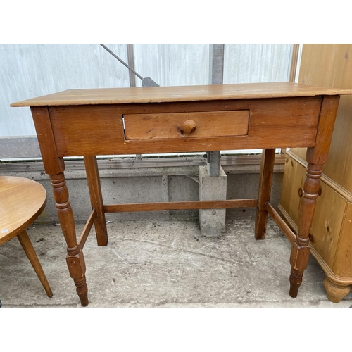 2526 - A VICTORIAN PINE WASHSTAND ON TURNED LEGS, WITH SMALL DRAWER, 38