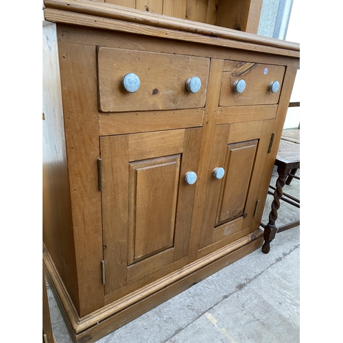 2529 - A PINE DRESSER COMPLETE WITH PLATE RACK, 36