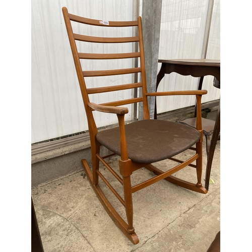 2535 - A RETRO BEECH LADDERBACK ROCKING CHAIR