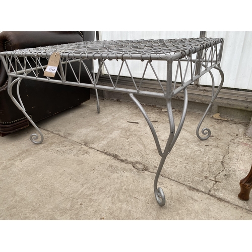 2544 - A METALWARE AND WIRE SILVER COLOURED COFFEE TYPE TABLE, 31X23