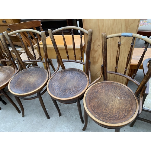 2566 - A SET OF FOUR BENTWOOD DINING CHAIRS