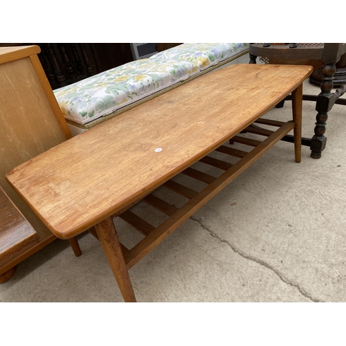 2578 - A RETRO TEAK TWO TIER COFFEE TABLE AND COFFEE TABLE ON METALWARE BASE