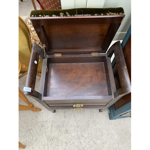 2584 - A LATE VICTORIAN PIANO STOOL WIITH LIFT-UP LID AND TWO DRAWERS