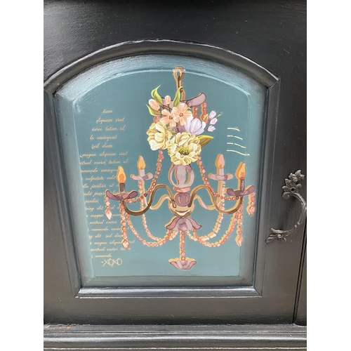 2586 - A PAIR OF FLORAL PAINTED BEDSIDE LOCKERS