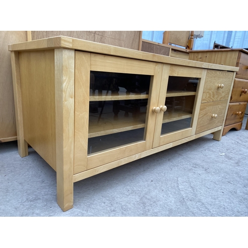 2593 - AN ENTERTAINMENT UNIT WITH INSET POLISHED GRANITE TOP, 52 X 22