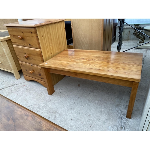 2594 - A PINE CHEST OF THREE DRAWERS, 19