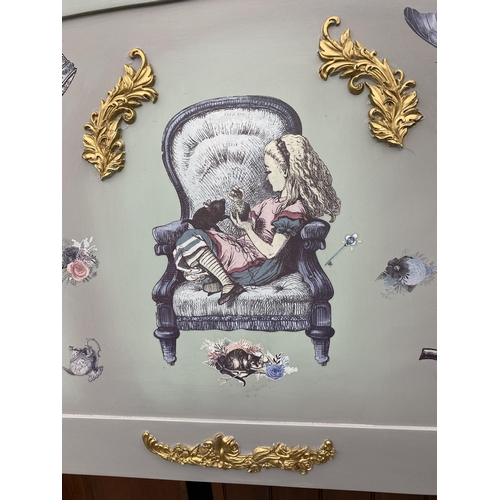 2598 - A 5' DIVAN HEADBOARD WITH 'ALICE IN WONDERLAND' DECORATION BY WINSOR