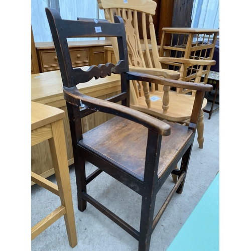 2610 - A 19TH CENTURY MAHOGANY CARVER CHAIR