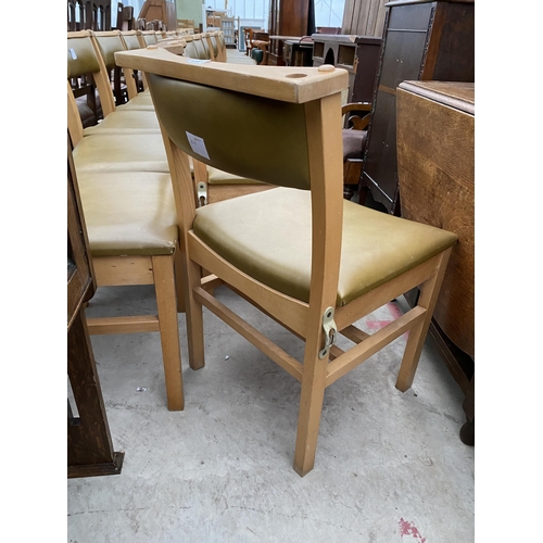 2625 - A SET OF TWELVE RETRO CHAPEL CHAIRS