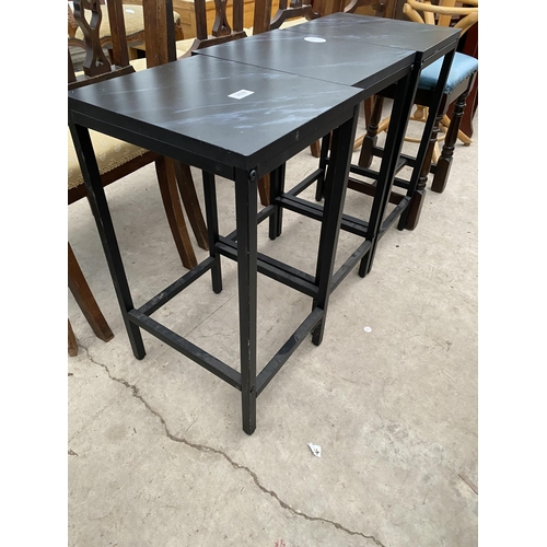 2630 - THREE METAL FRAMED LAMP TABLES, 13.5 X 12