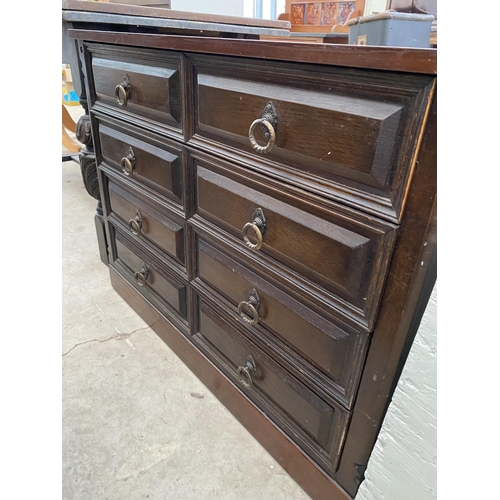 2638 - AN OAK CHEST OF TWO SHORT AND THREE LONG DRAWERS, 34