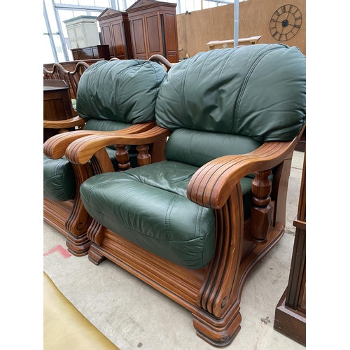 2642 - A PAIR OF PINE FRAMED EASY CHAIRS