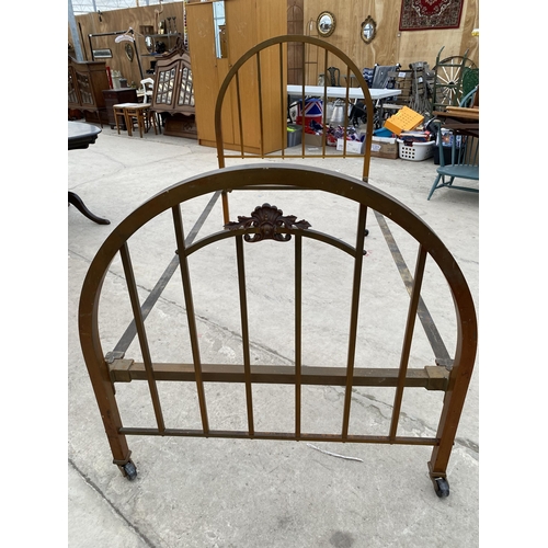 2662 - A VICTORIAN BRASS COPPERISED 3/4 BEDSTEAD, NB. THE MATTRESS IS AVAILABLE BY REQUEST