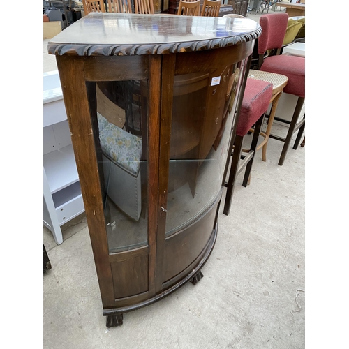 2666 - AN EARLY 20TH CENTURY BOWFRONTED CORNER CUPBOARD WITH ROPE EDGE, 35