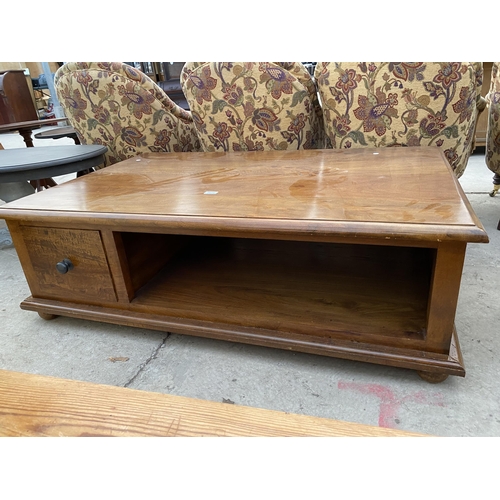 2673 - A HARDWOOD TWO TIER COFFEE TABLE ENCLOSING TWO DRAWERS, 51X33