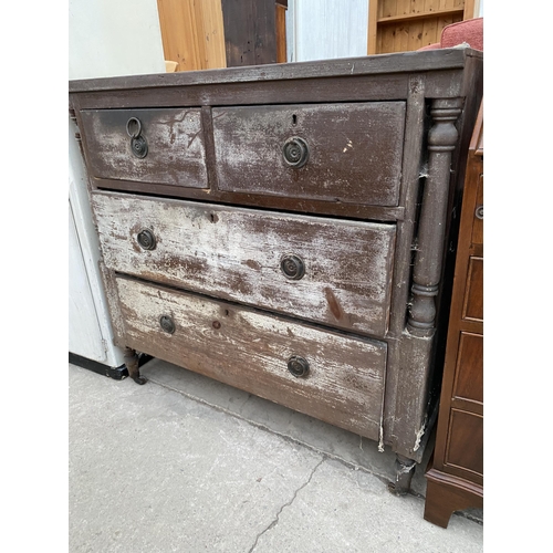 2692 - A PAINTED EDWARDIAN CHEST OF TWO SHORT AND TWO LONG DRAWERS, 34.5