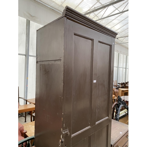 2694 - A VICTORIAN PAINTED STORAGE CUPBOARD WITH PANELLED DOOR, 30.5