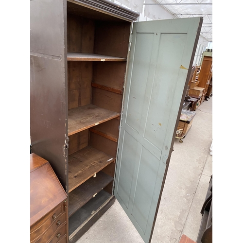 2694 - A VICTORIAN PAINTED STORAGE CUPBOARD WITH PANELLED DOOR, 30.5