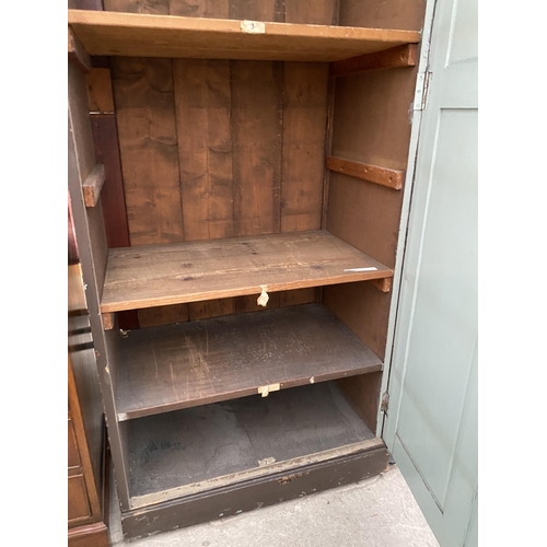 2694 - A VICTORIAN PAINTED STORAGE CUPBOARD WITH PANELLED DOOR, 30.5