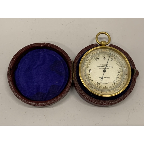 30 - A VINTAGE SHORT & MASON COMPENSATED POCKET BAROMETER