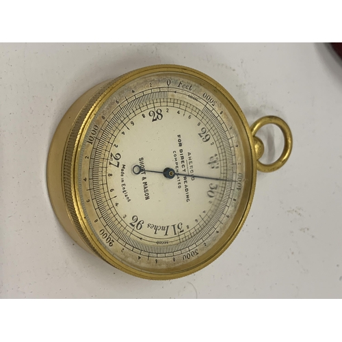 30 - A VINTAGE SHORT & MASON COMPENSATED POCKET BAROMETER