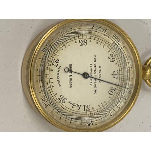 30 - A VINTAGE SHORT & MASON COMPENSATED POCKET BAROMETER