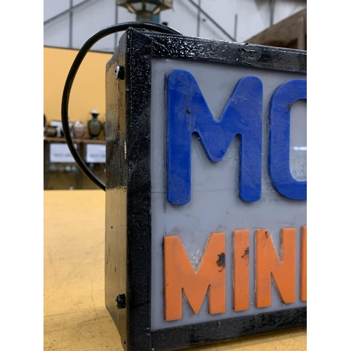 51 - A MORRIS MINI-MINOR ILLUMINATED BOX SIGN, 22 X 44 X 10CM