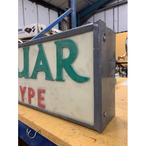 54 - A JAGUAR E-TYPE ILLUMINATED BOX SIGN, 23 X 67 X 10CM