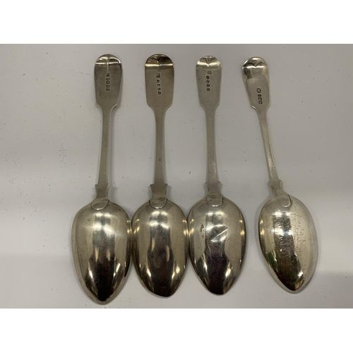 6 - A GROUP OF FOUR HALLMARKED SILVER TABLE SPOONS TO INCLUDE TWO GEORGIAN EXAMPLES, TOTAL WEIGHT 310G