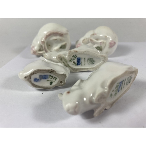 728 - FIVE ITEMS TO INCLUDE A BESWICK WHITE RAT, WHITE RABBIT AND THREE COPENHAGEN RABBITS