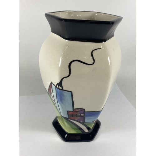 742 - A HANDPAINTED AND SIGNED LORNA BAILEY HEXAGONAL VASE DECO HOUSE