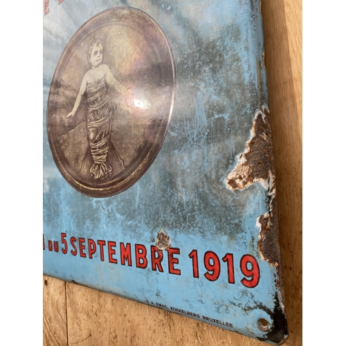 1509 - AN ORIGINAL 'BELGIUM WW1 ADOPTION' ENAMEL SIGN (49CM X 34.5CM)