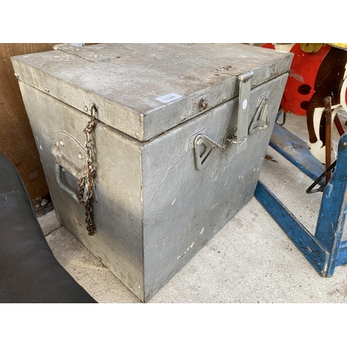 1586 - A HEAVY METAL LOCKABLE STORAGE BOX