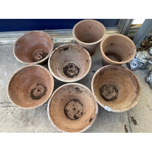 1613 - SEVEN LARGE TERRACOTTA PLANT POTS