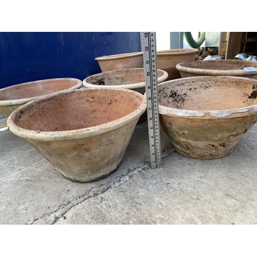 1613 - SEVEN LARGE TERRACOTTA PLANT POTS