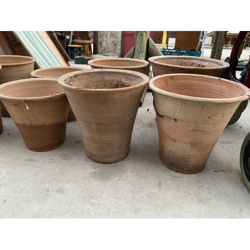 1629 - SIX LARGE TERACOTTA PLANT POTS